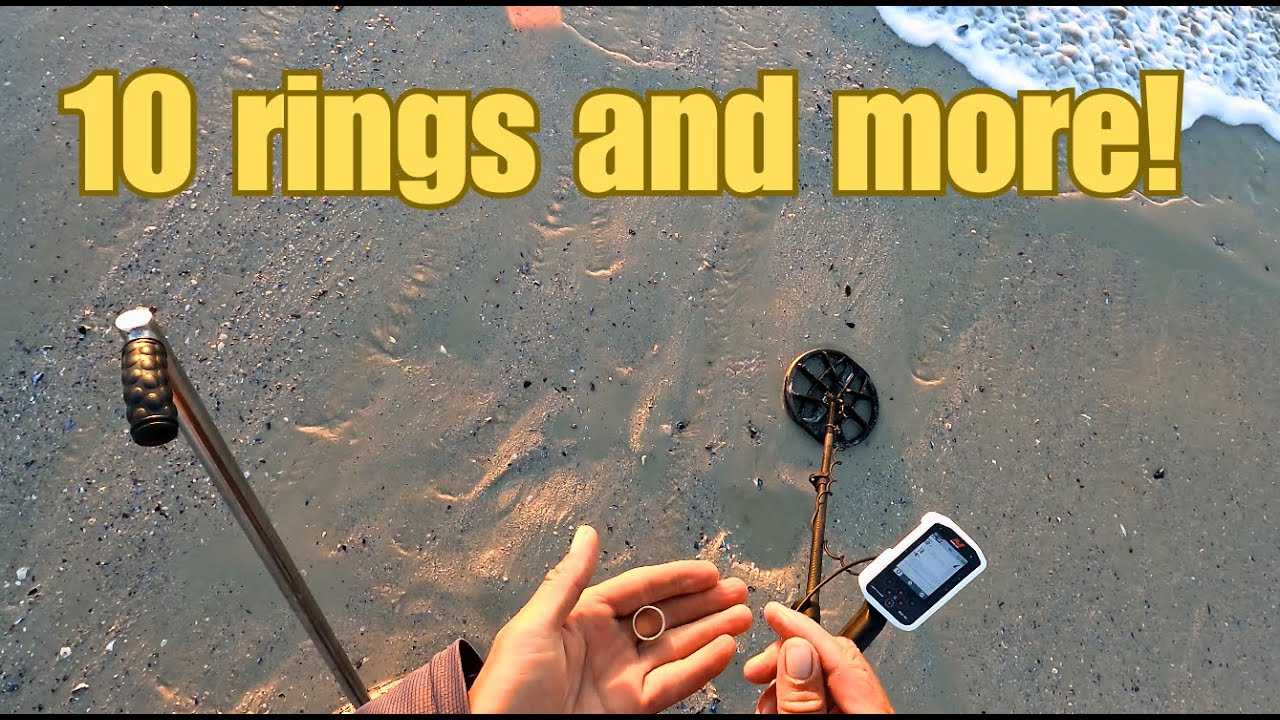 I found 10 rings and more metal detecting ths beach