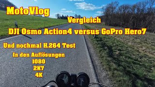 DJI Osmo Action 4 vs GoPro Hero7 CODEC H.264 und HEVC vergleich