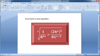 Tutorial belajar cara mudah membuat atau menulis rumus/persamaan
matematika di microsoft office word 2007.visit: http://www.azqnet.com
- ms dari...