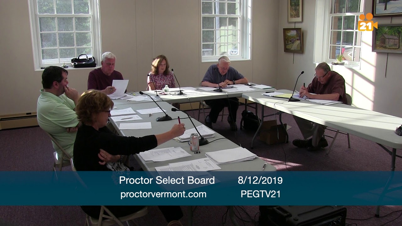Proctor Select Board August 12, 2019 YouTube