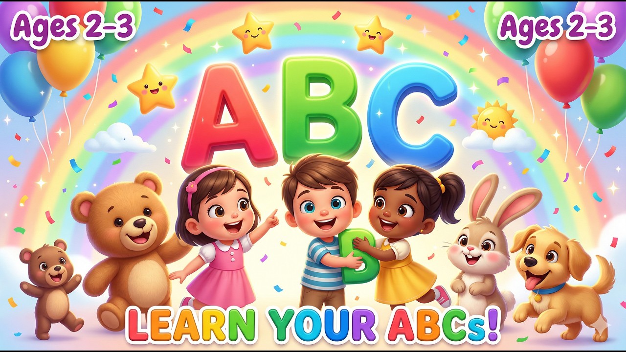 ABC Song for Kids with Animlas 👶 | Learn A to Z Alphabet | Fun Learning ...