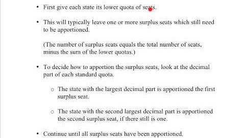 Math 103 Apportionment 05: Hamilton’s Method