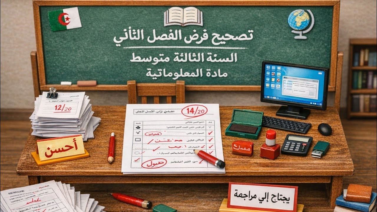 تصحيح فرض المعلوماتية للفصل الدراسي الثاني 