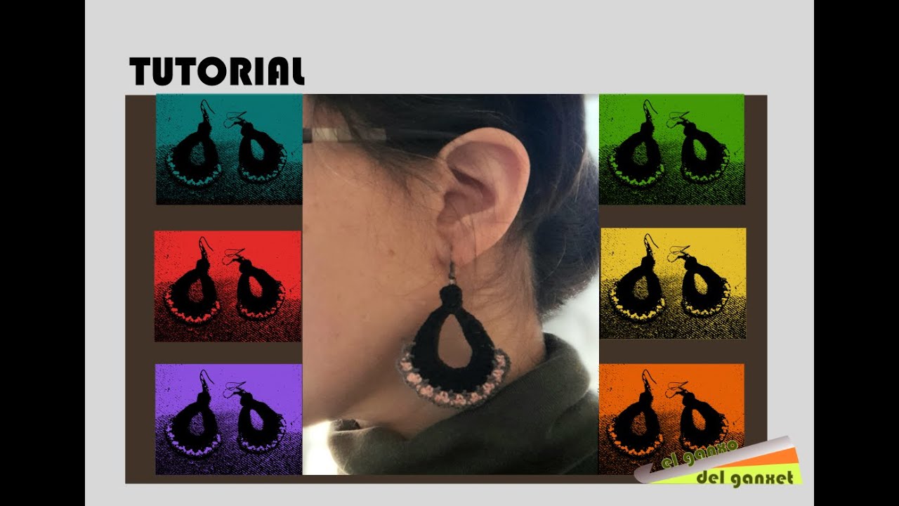 tutorial pendientes de ganchillo.  Earrings crochet tutorial. DIY crafts
