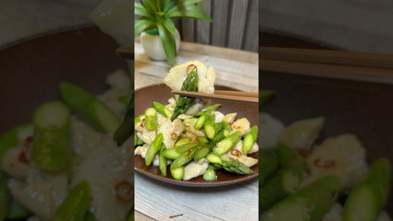 アスパラ×鶏むねのペペロンチーノ風