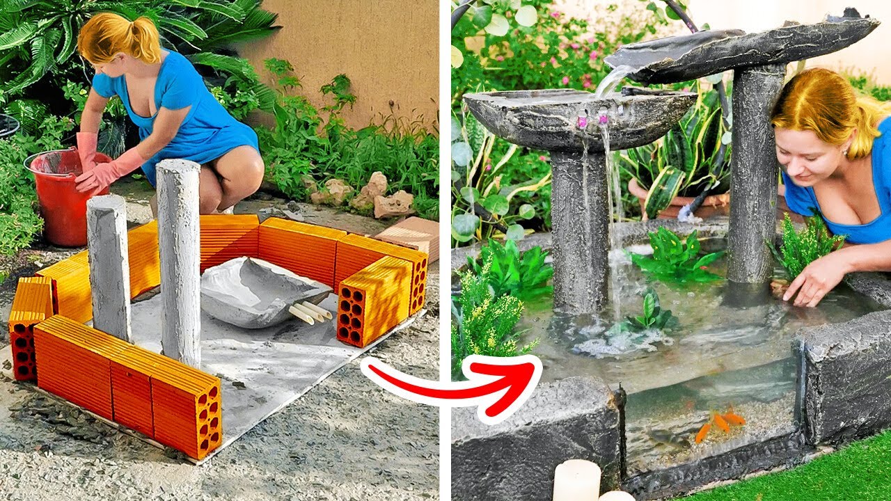 Amazing Cement Fountain For Your Backyard || DIY Cement Crafts