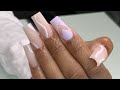 Matte Nude Tapered Square Hand Drawn Heart Abstract Acrylic Nail