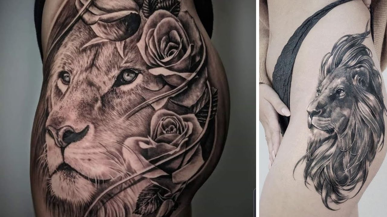8. Lion Thigh Tattoos for Men - wide 3