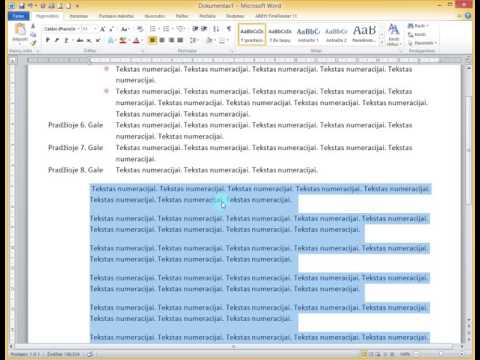 Teksto numeravimas word