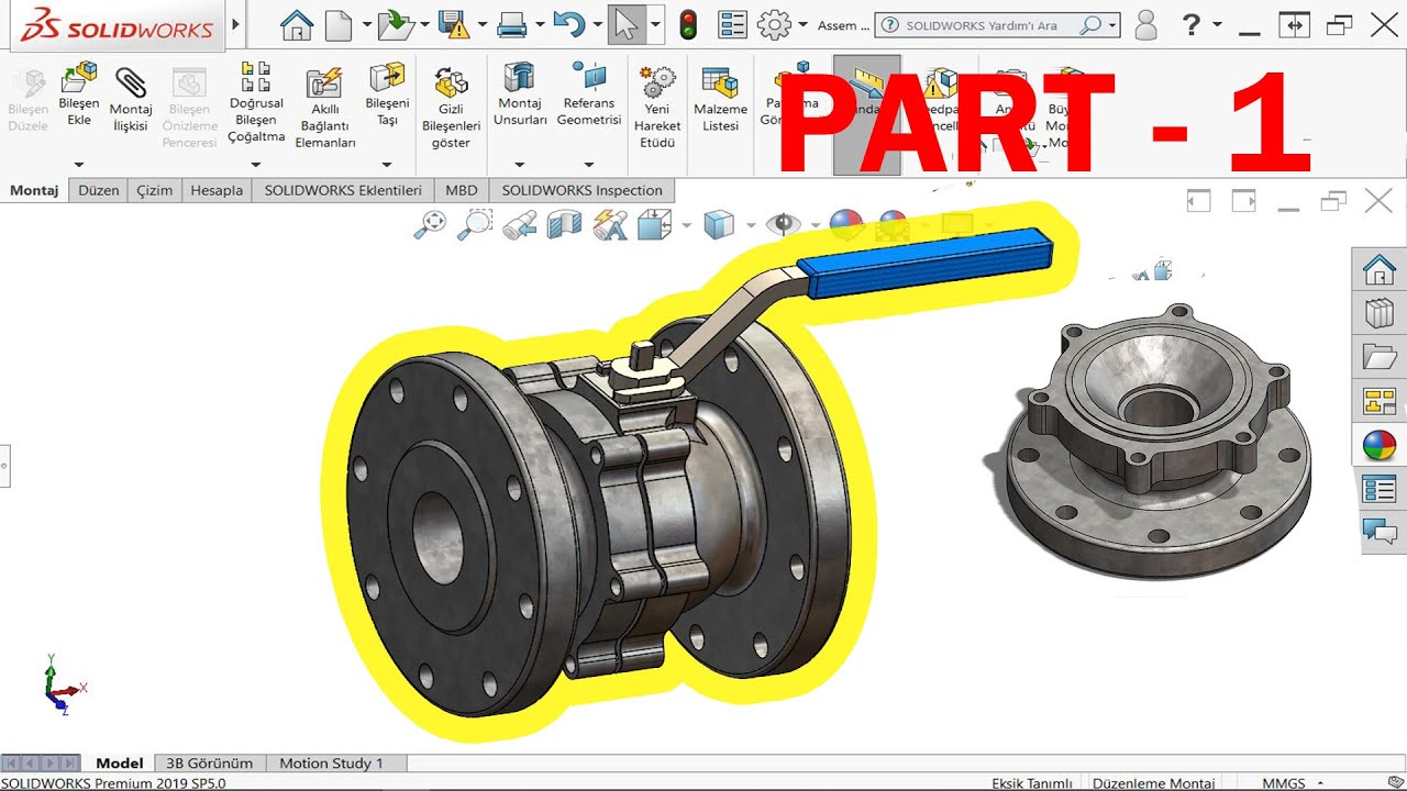 SOLİDWORKS KÜRESEL VANA FLANŞ  TASARIMI   ( PART - 1)