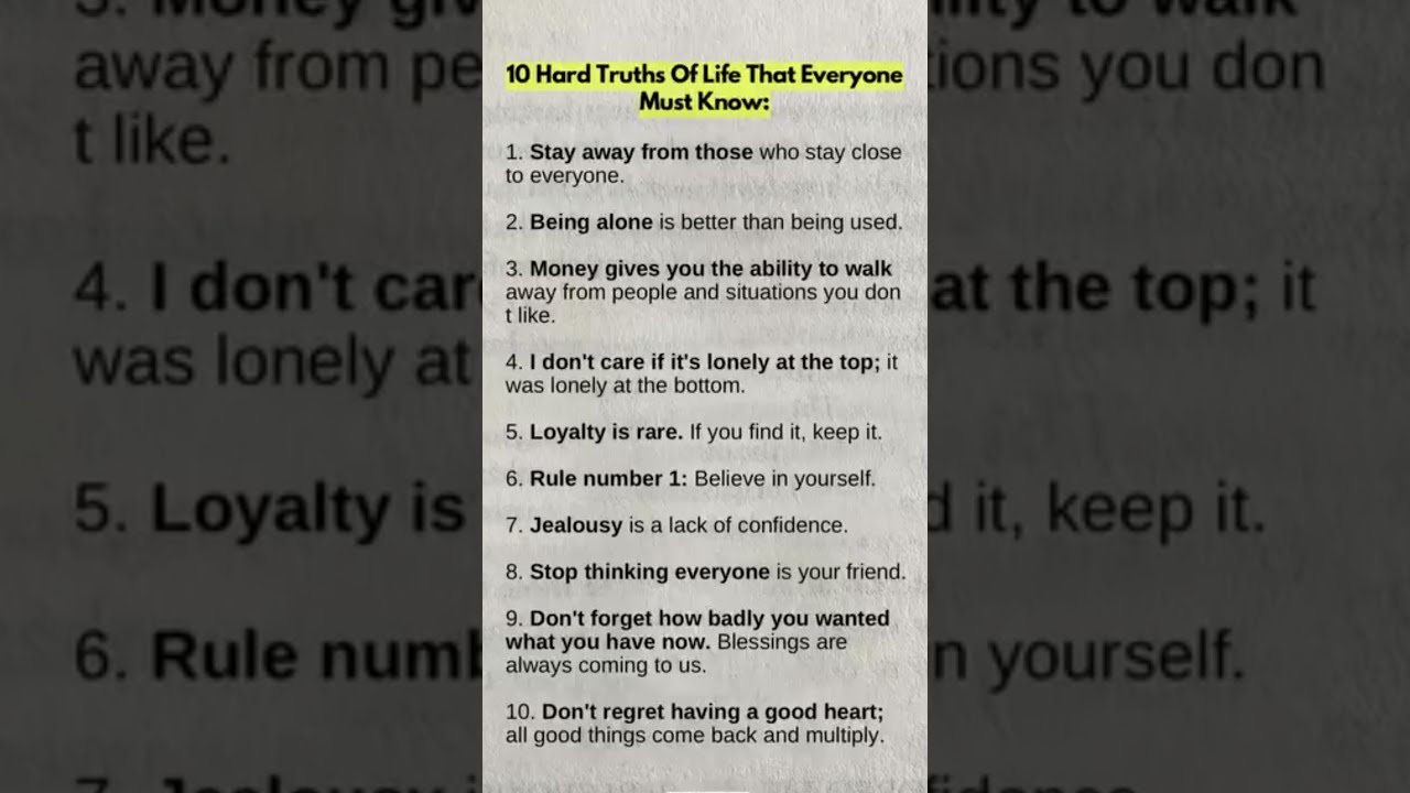 10 Brutal Truths You Must Accept