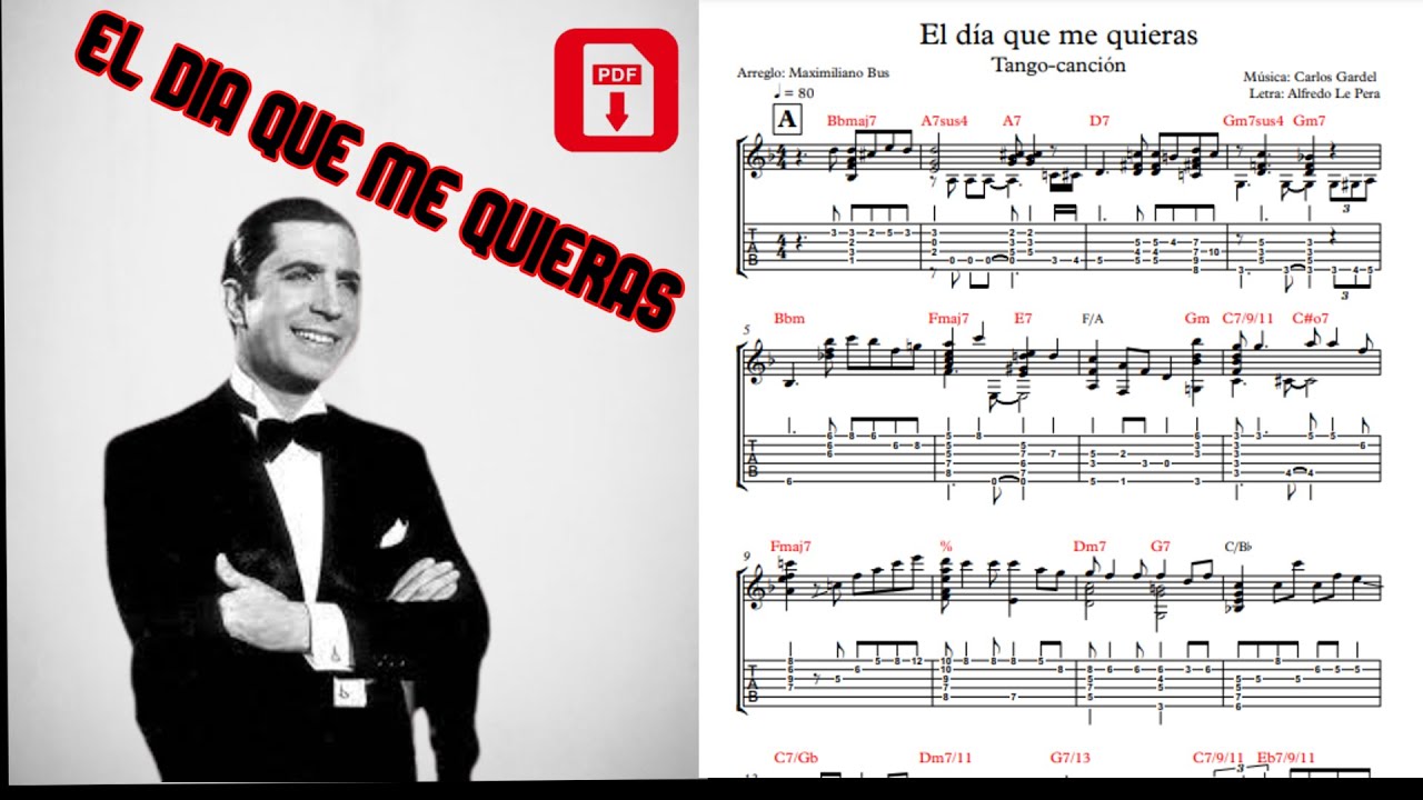 El Dia Que Me Quieras ️ PDF-Guitar-Carlos Gardel-TANGO-TAB - YouTube