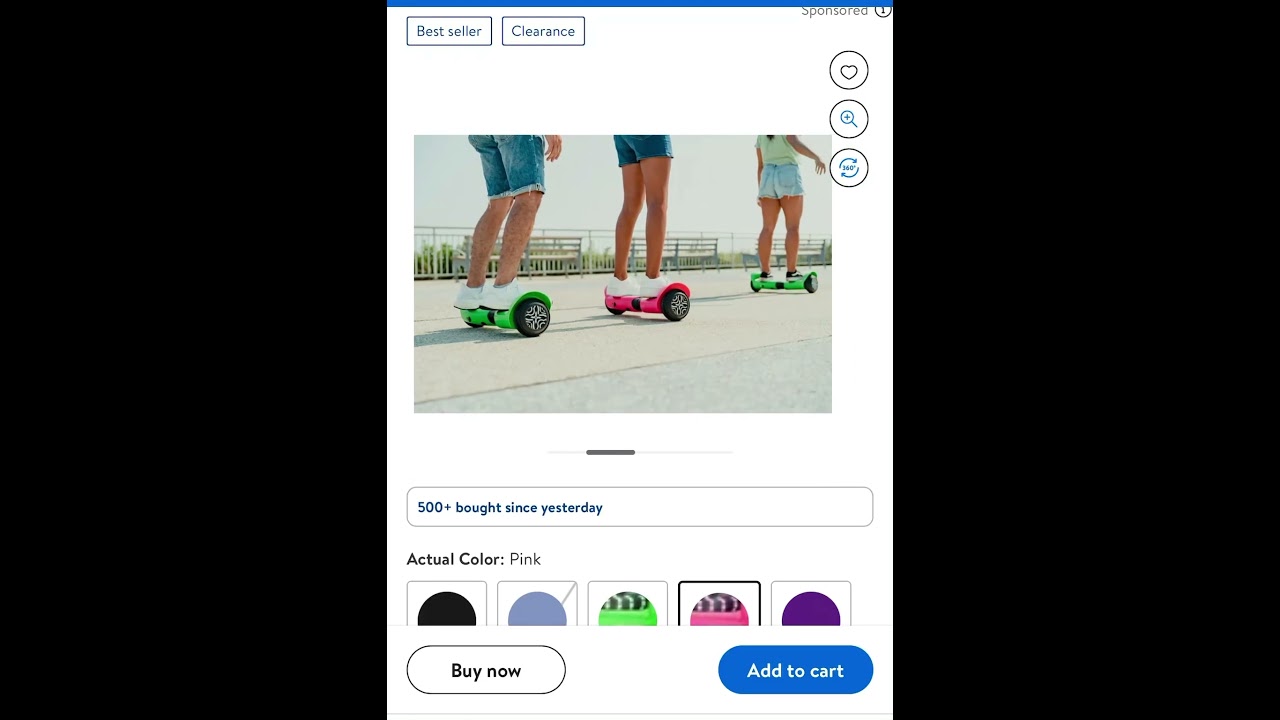 Sale only $50 Hover-1 Rocket 2.0 Hoverboard, Pink, LED Lights, Max Weight 160 Lbs., Max Speed 7 Mph