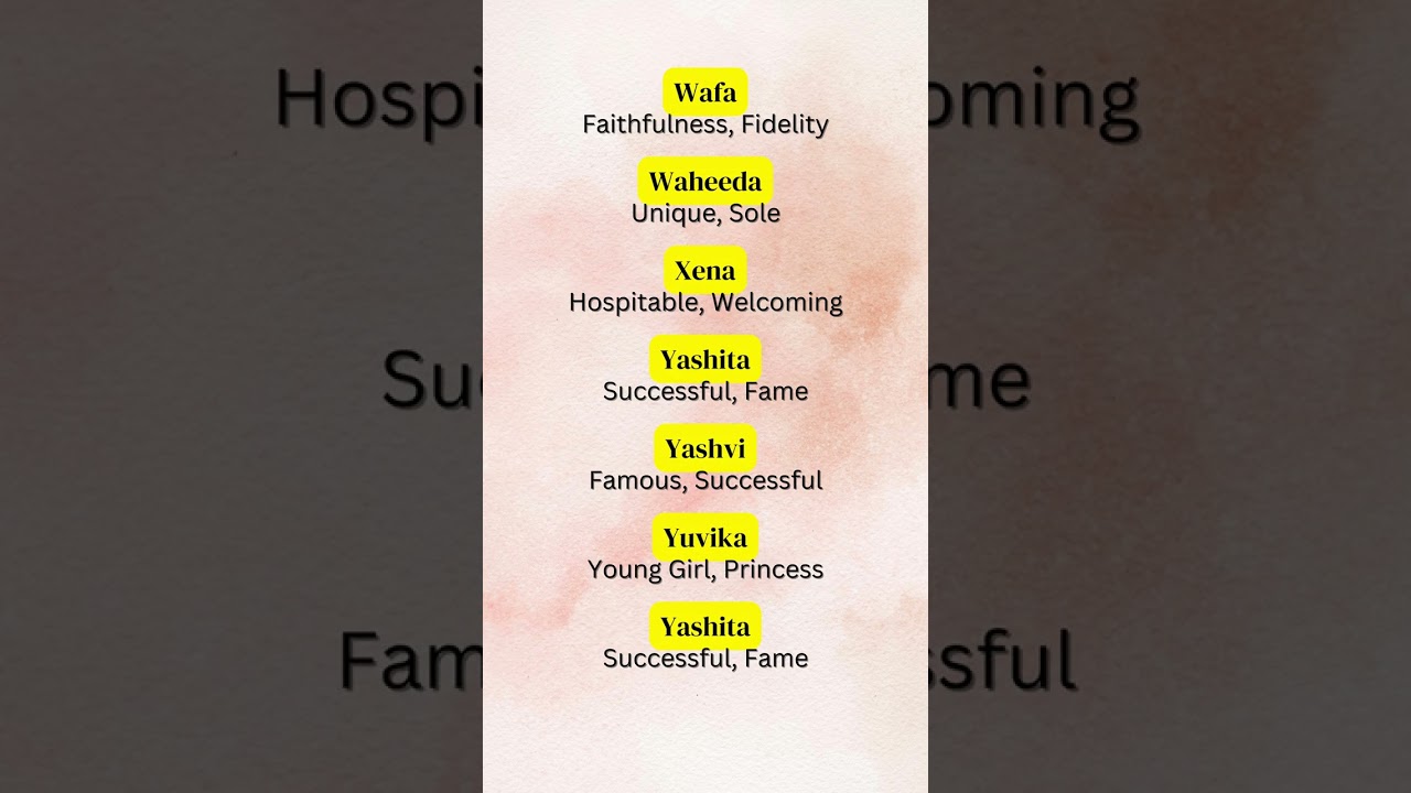 15 Indian Unique Baby Girl Names Starting With Letter 'W, X, Y, Z' with Their Meaning