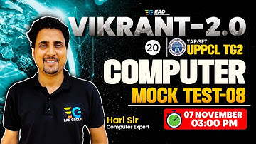#20 UPPCL TG2 2023, Vikrant-2.0, Computer Mock Test-08 by Hari Sir | Raman Sir Classes