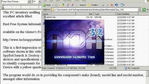 First impression review (overview and tour) of the Aida32 PE 393 system information software