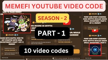 Memefi All Video Codes | Memefi Youtube Video Code | Memefi Code Today | Memefi Video Code Part - 1