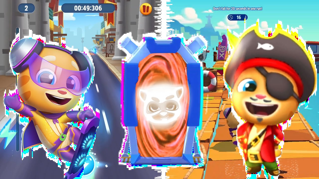 Talking Tom Gold Run vs Talking Tom Hero Dash - Rockstar Ginger vs Pirate Ginger Missions vs Races 🏁