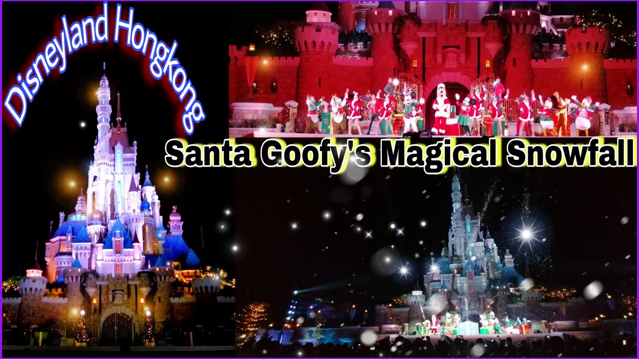 DISNEYLAND HONGKONG |Santa Goofy's Magical Snowfall |Christmas Carol Castle Show | wacky ramos