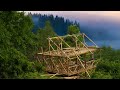 Building Single Wooden House In The Wilderness, Ep4, Roof Frame Complete