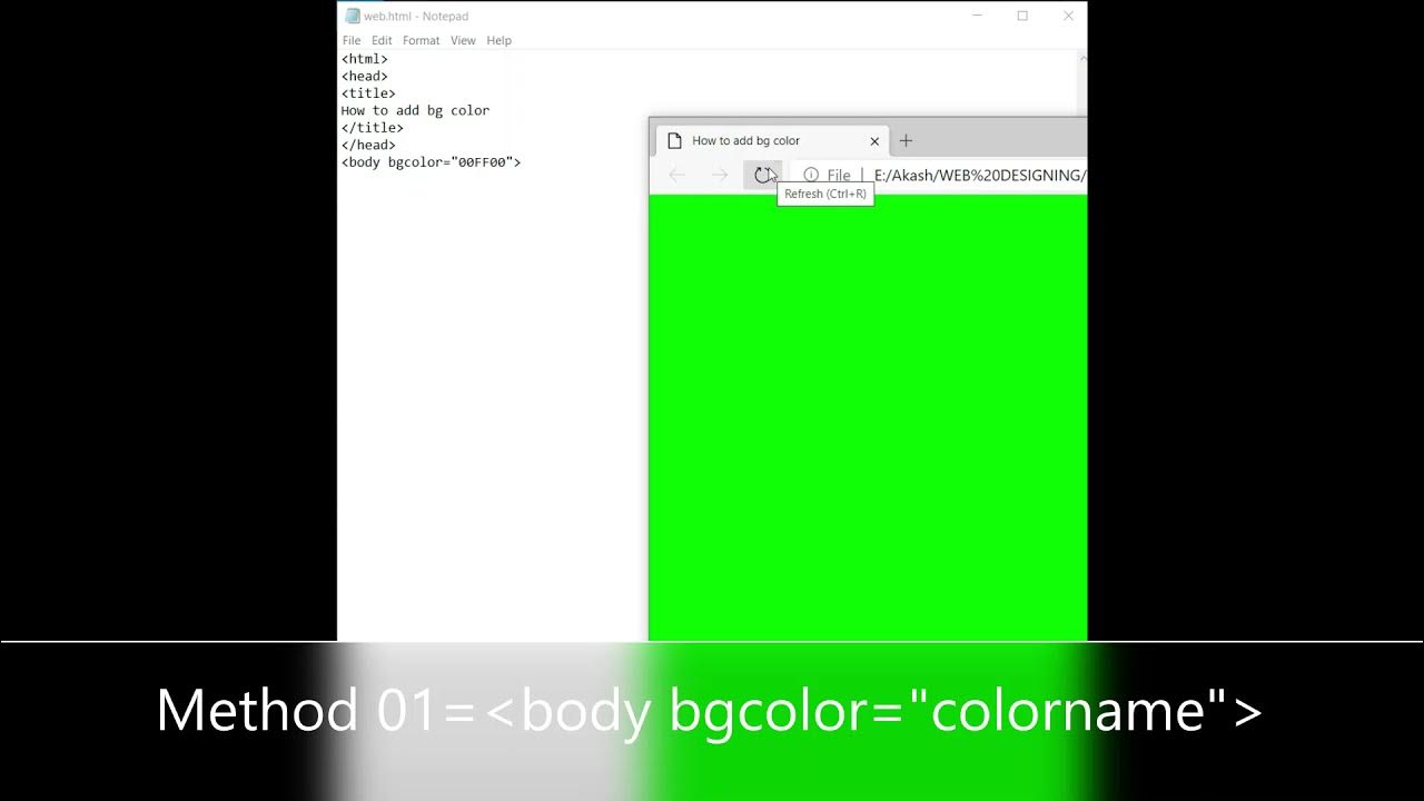 HOW TO ADD BACKGROUND COLOR IN HTML USING NOTEPAD - YouTube