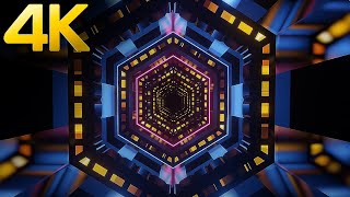 4K Abstract Hexagon Tunnel - Blue & Pink Color Screensaver || VJ loop TV Background (no sound)