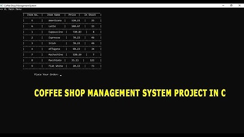 Coffee Shop Management System Project in C