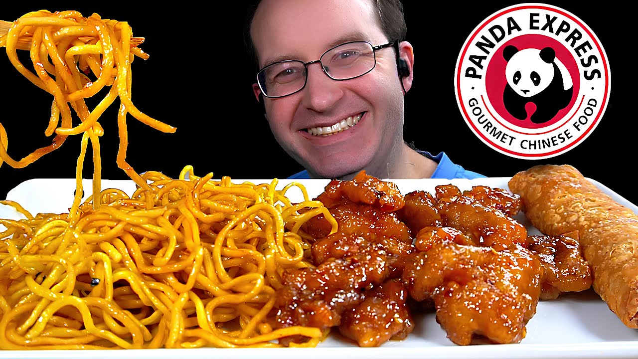 ASMR PANDA EXPRESS ORANGE CHICKEN MUKBANG EATING SOUNDS