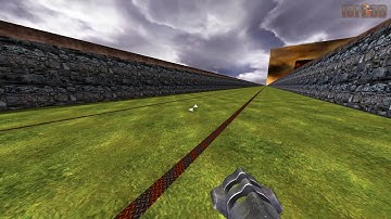 Quake 3 DeFRaG: Some strafing on race track