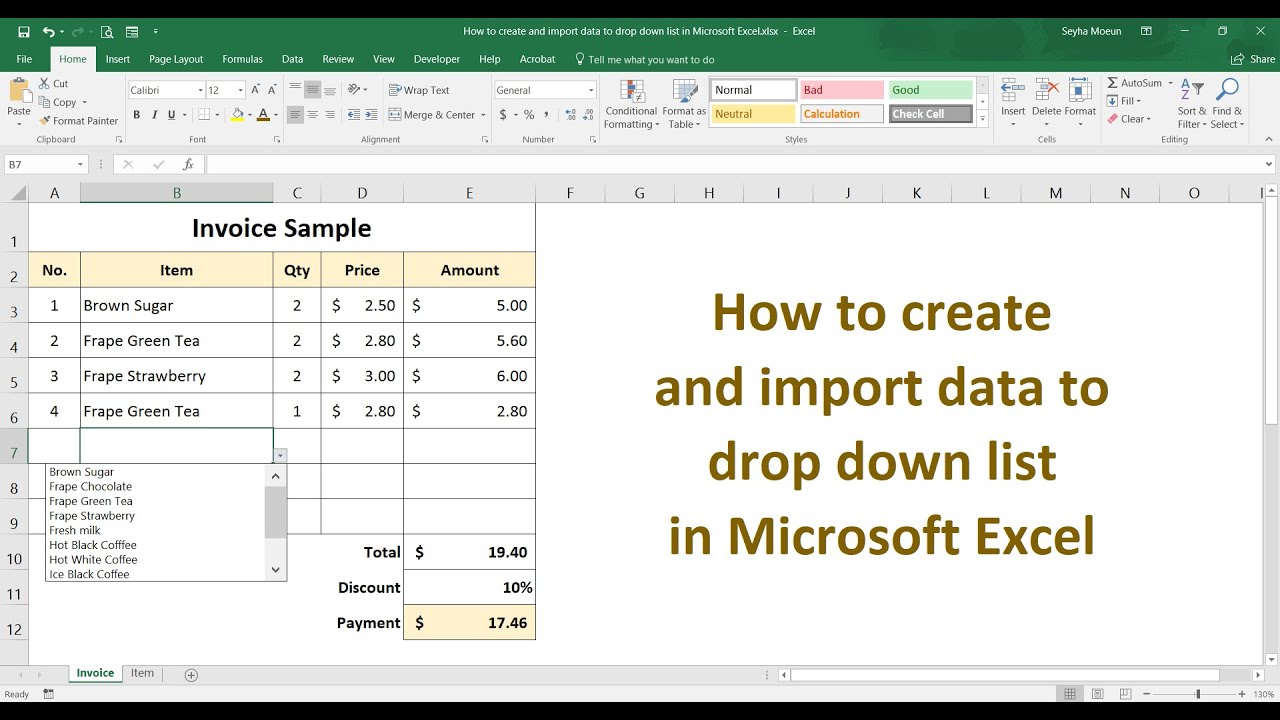 How to create and import data to drop down list in Microsoft Excel ...