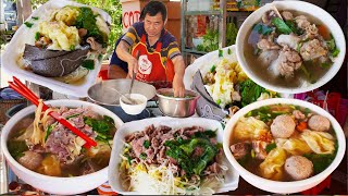 300+ bowls of noodle soup sold daily by a generous chef, Cambodian street food