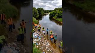 Drone View River Cleaning Transformation | Dirty River to Clean River | Environmental Cleanup 🧩