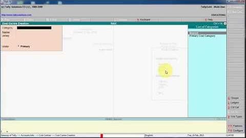 Cost Centre create in Tally erp 9