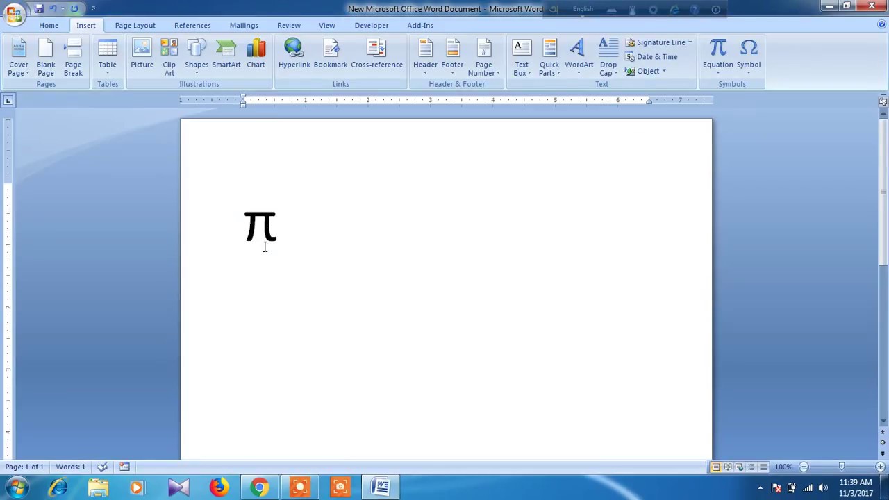 How to type PI symbol in microsoft word - YouTube