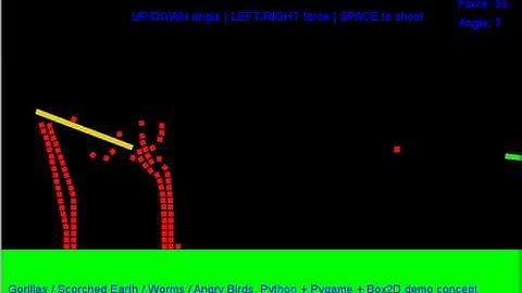 Gorillas / Scorched Earth / Worms / Angry Birds. Python + Pygame + Box2D demo concept