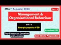 Management and organizational behavior mba important questions | MOB #mba #mob Mba 1 Semester unit5
