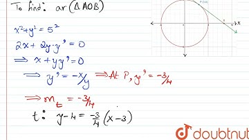 The area of the triangle formed by the tangent at (3, 4) to the circle x^(2) + y^(2) =25 and the...