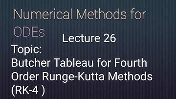 Butcher Tableau for Fourth Order Runge-Kutta Methods|| Lecture 26