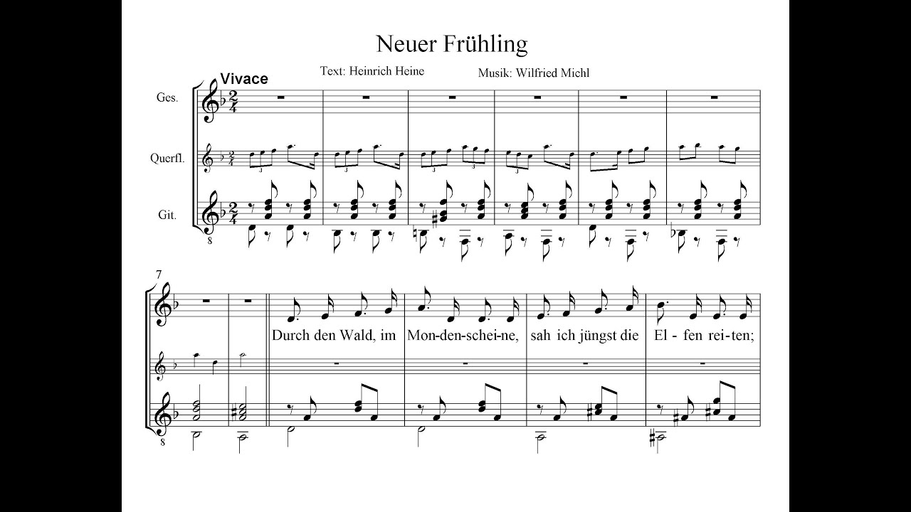Immer Wieder Kommt Ein Neuer Frühling Noten NEUER FRÜHLING Text: Heinrich Heine, Musik-Gesang: Wilfried Michl - YouTube