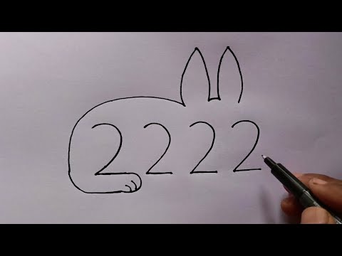 How To Draw Rabbit With 2222 Number | Rabbit Drawing Step By Step