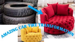 Recycling Design Ideas From Old Car Tires// See How She Used Old Tires To Make A Sofa screenshot 4