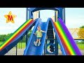 Fun Playground For Kids Max Plays and Rides Big Slides For Children IRL