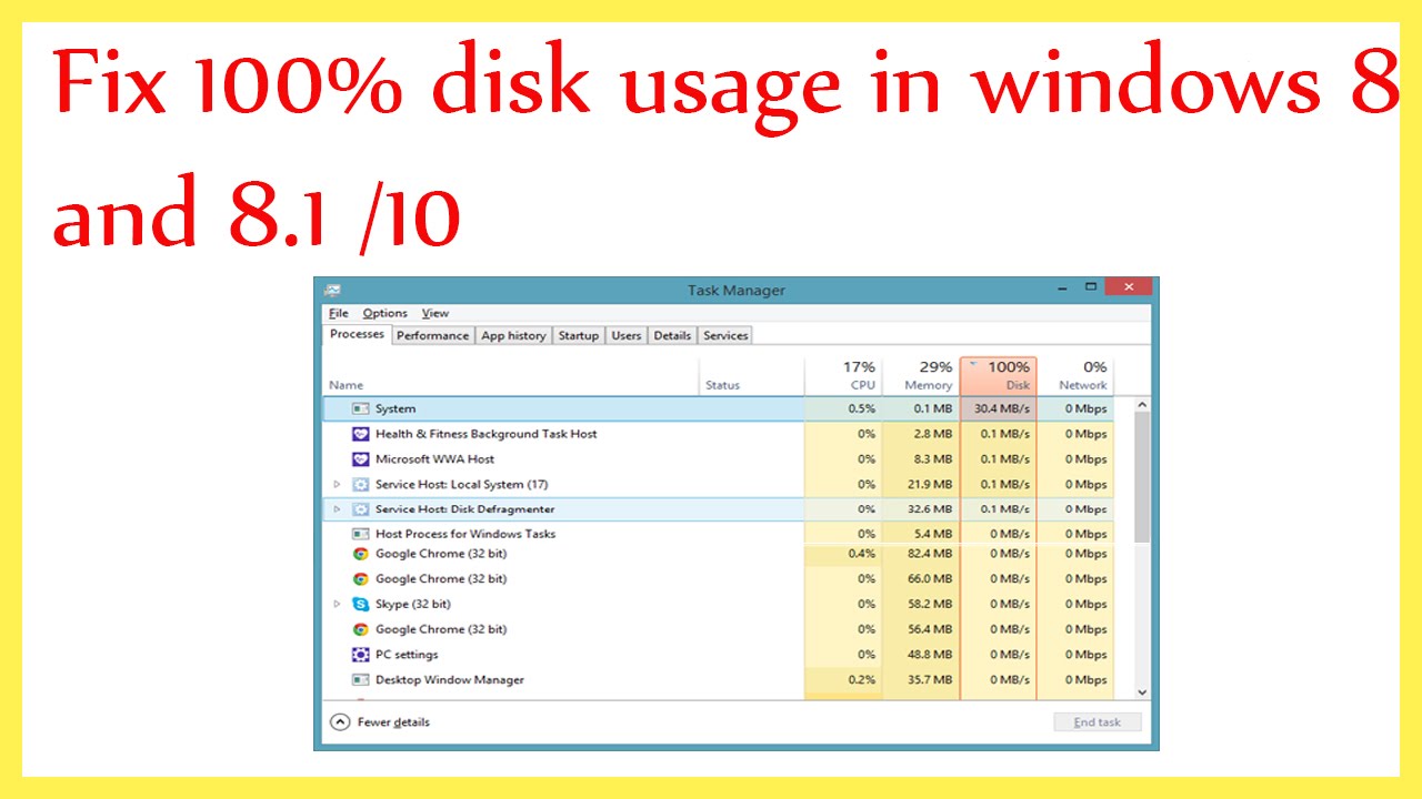 100 disk usage windows 10