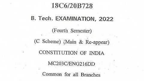 Constitution Of India B.tech Question Paper. #questionpaper