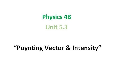Poynting Vector & Intensity