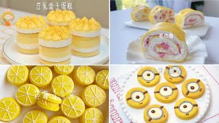 ASMR makes delicious cakes. soy milk cream, Mille fruit roll, minion chocolate pie, lemon macaron