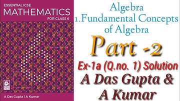Icse Mathematics| Class 6| Solution | Algebra| 1.Fundamental Concepts of Algebra part-2 #maths #icse