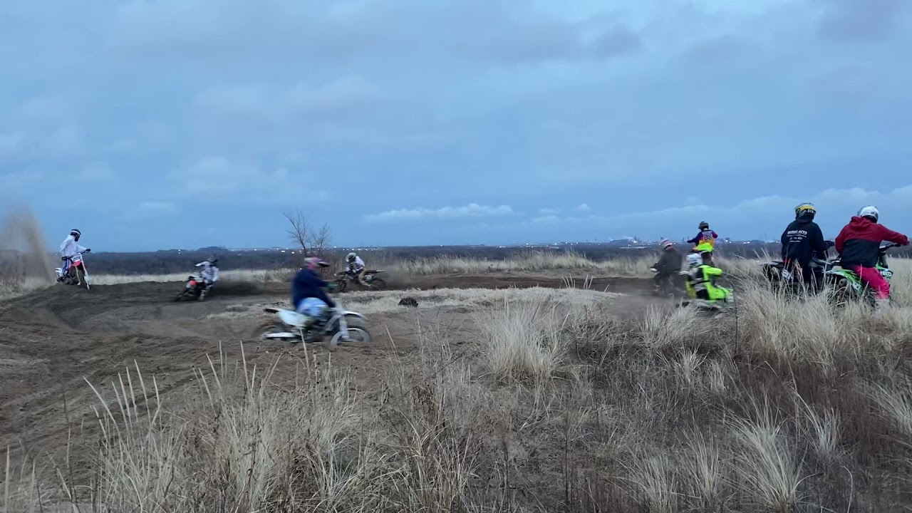 Riding dirtbike in circle rut