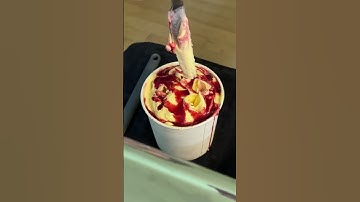 Corn #icecream with raspberry swirl…drip #yummy