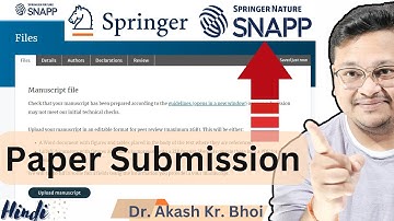Paper Submission via Springer SNAPP || Submitting a manuscript to a Springer journal || Hindi